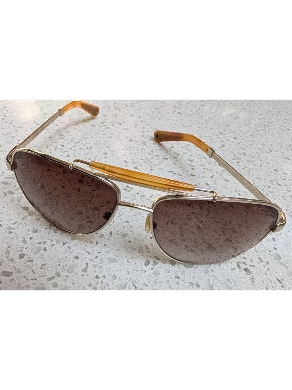 Sperry Aviator Sunglasses with Amber Accents and Brown Lenses